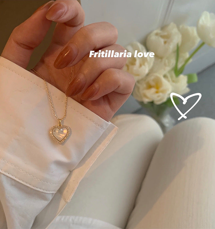 Korean Style Fashion Temperament Opal Love Female Necklace
