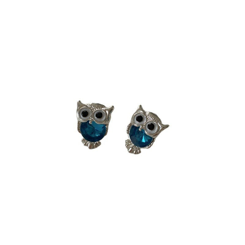 Fashion Owl Animal Color Zircon Personality Earrings