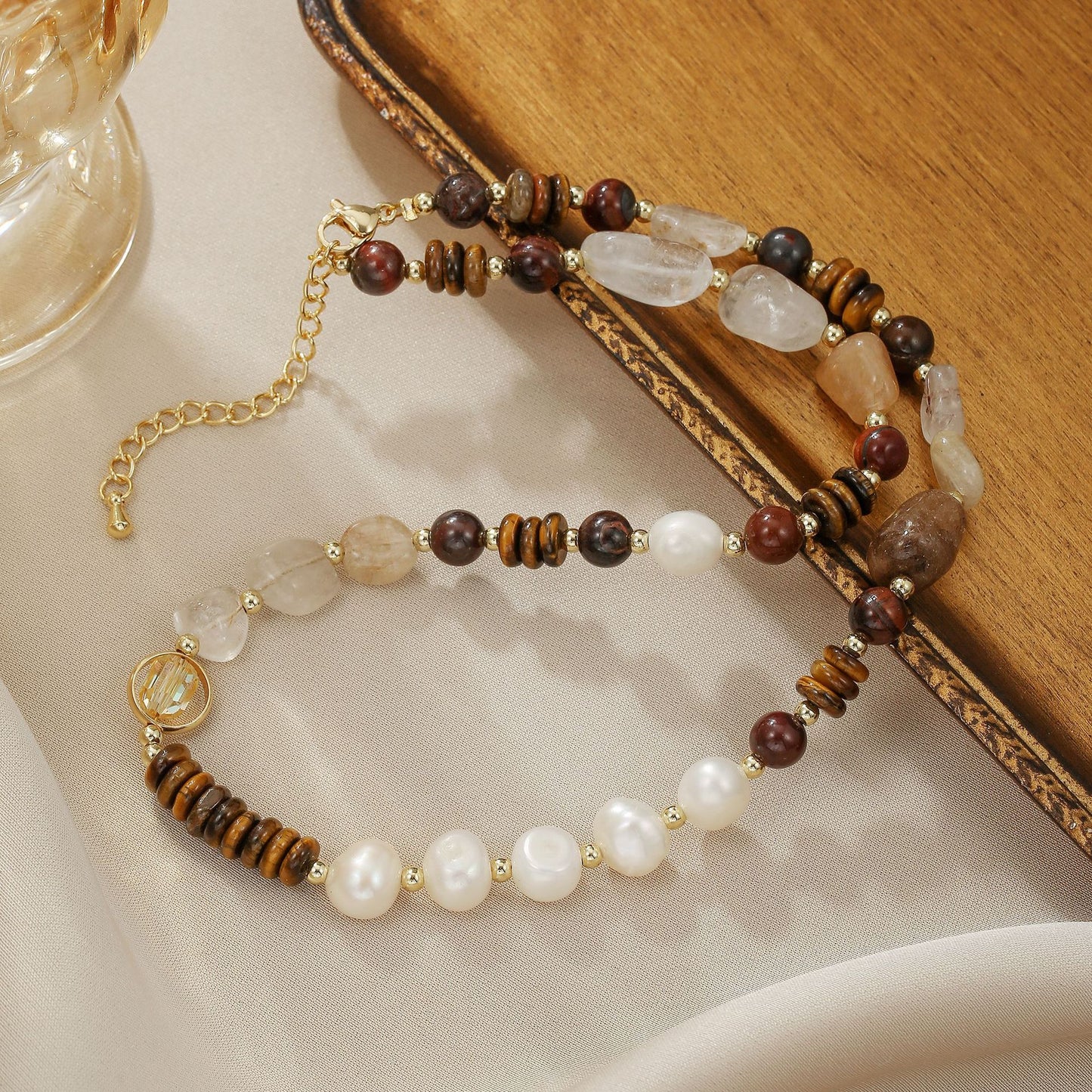 Style Tigereye Barite Freshwater Pearl Advanced Light Bracelet