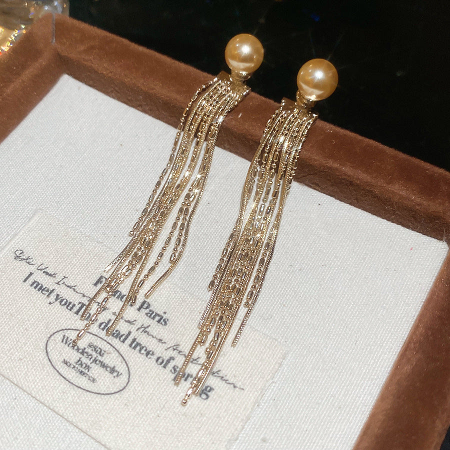 French Flash Zircon Flower Pearl Light Luxury Earrings