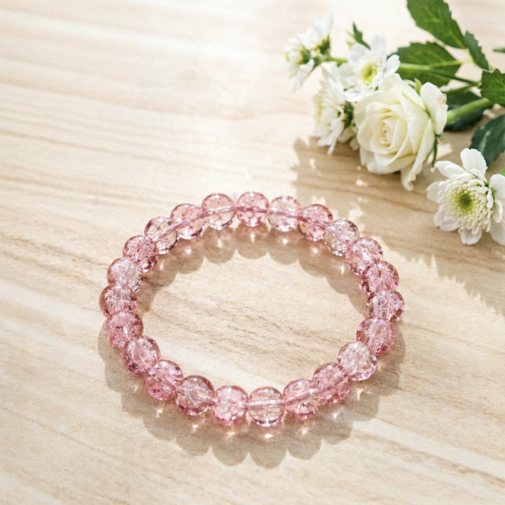 Female Two-color Transparent Micro Glass Bead Jade Broken Glazed Live Bracelet