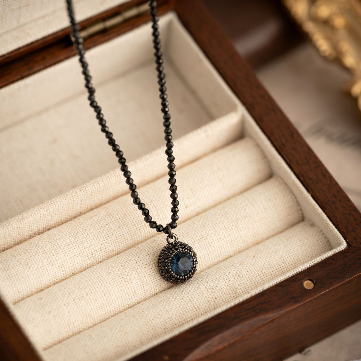 Trendy Cool Ink Blue Zircon Three-piece Pendants