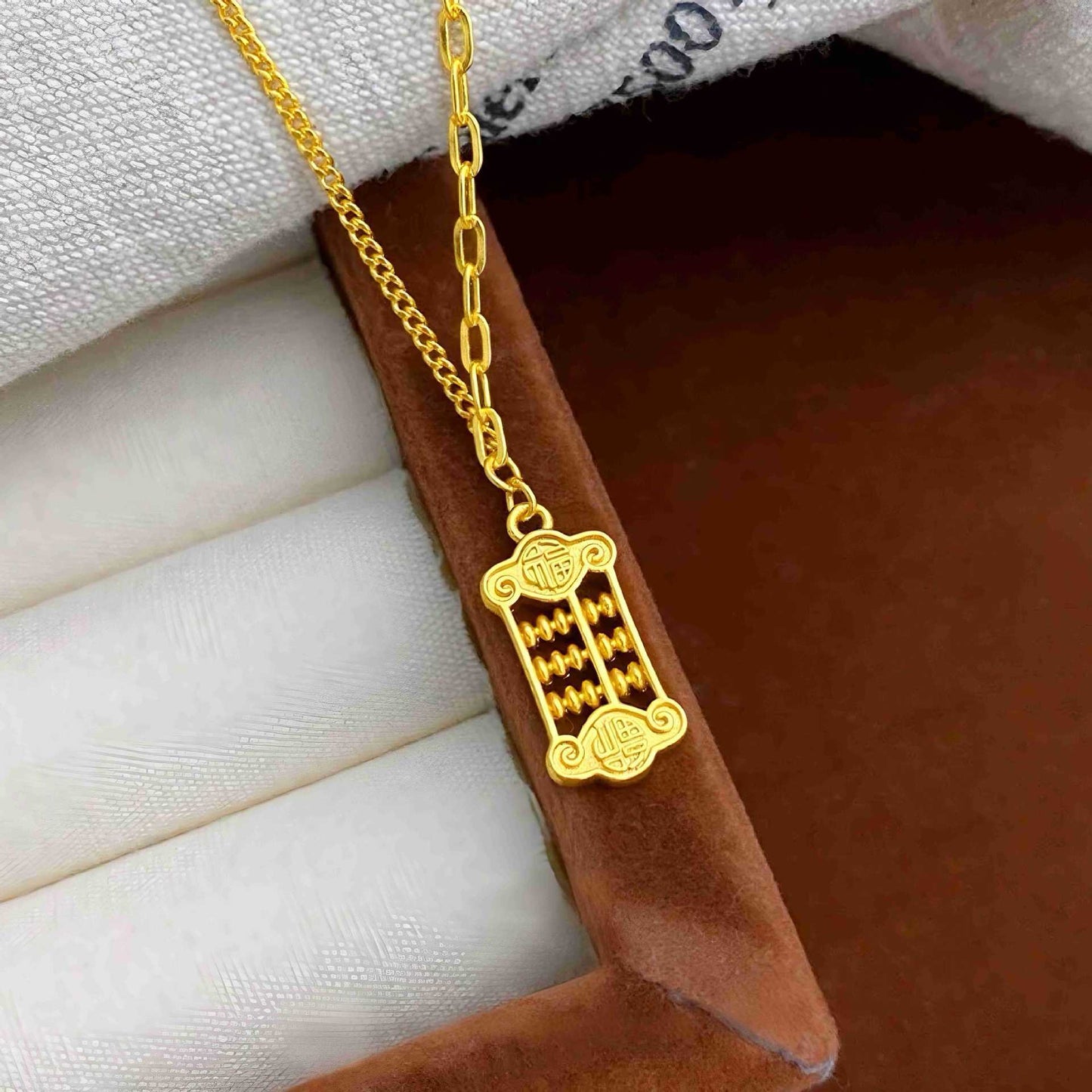 Women's Imitation Gold Lucky Fortune Small Abacus Necklace