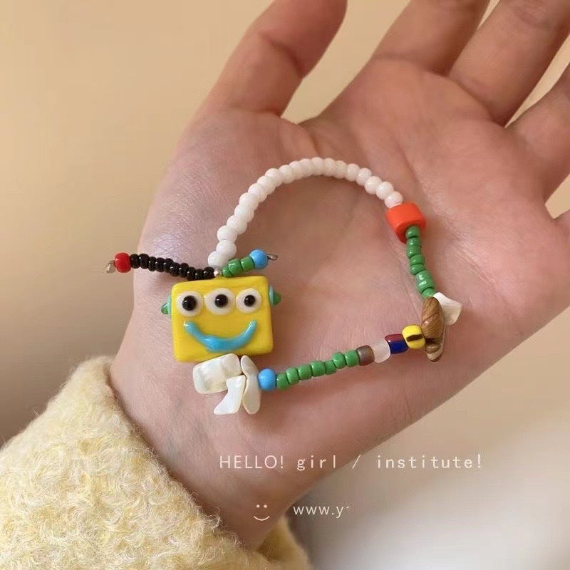 Summer Cute Cartoon Robot Color Beaded Bracelet