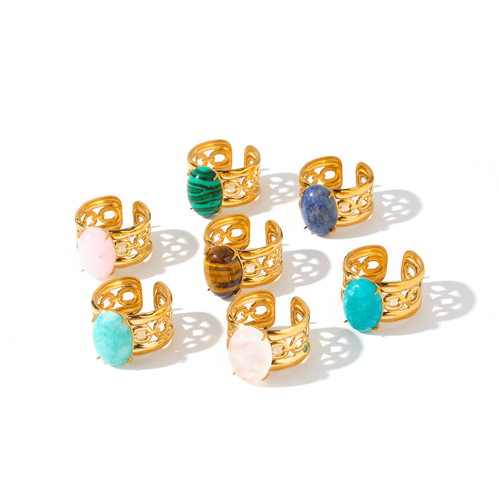 Women's Steel With Natural Stone Fashion Geometry Ring