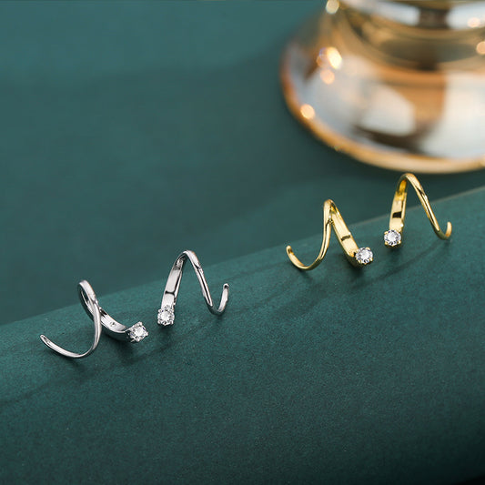 Single Rhinestone Ear Hook Light Luxury Earrings