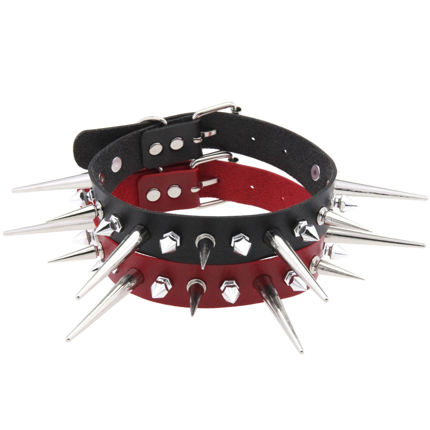 Punk Gothic Long Short Rivet Spike Collar