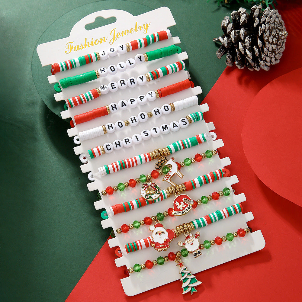 Christmas Pearl Mixed Snowman Tree Suit Bracelets