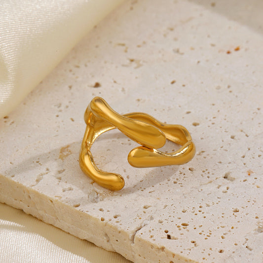 Popular Stainless Steel Shaped Open Gold Plated Rings