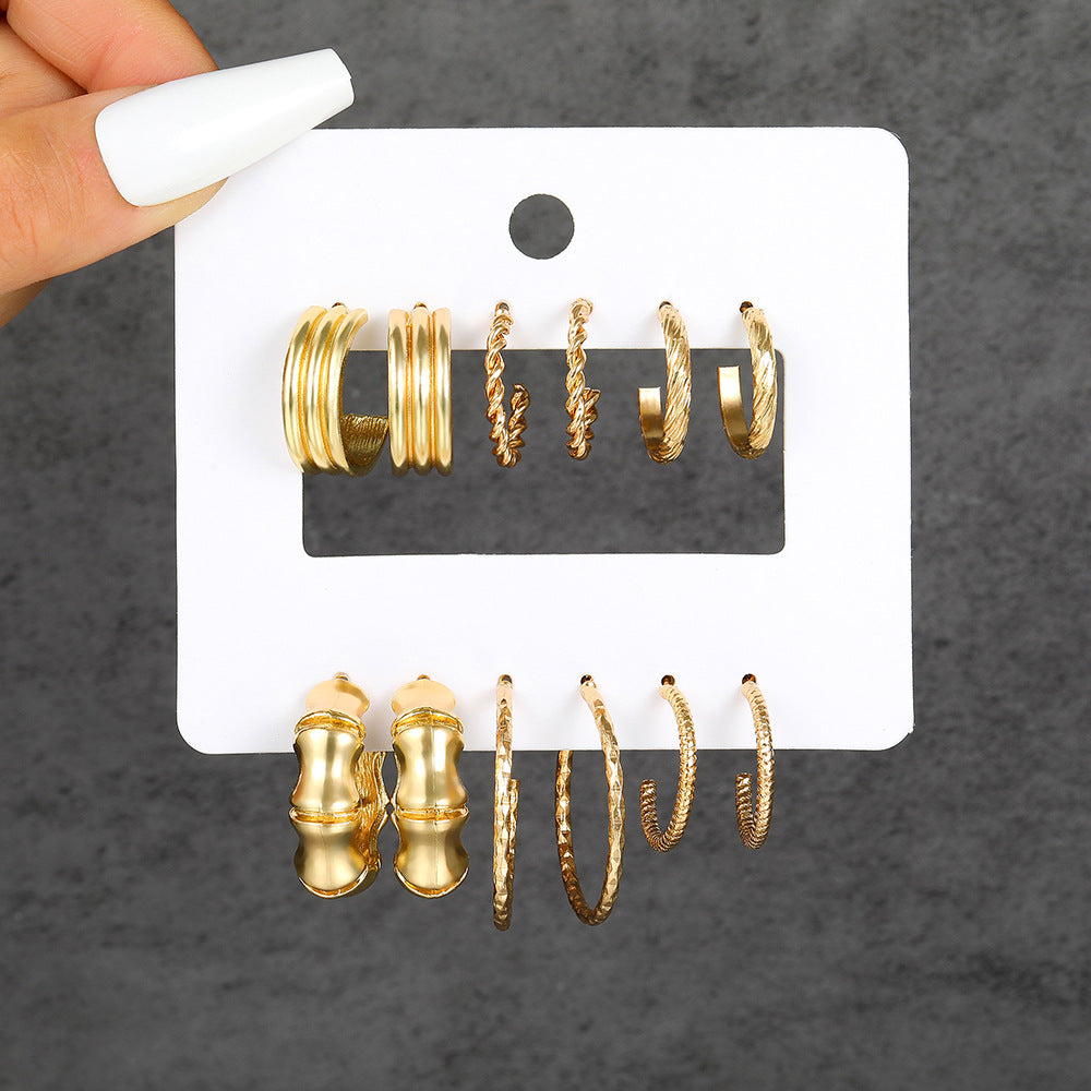 Women's Creative Simple Elegant Bamboo Alloy Metallic Generous Earrings