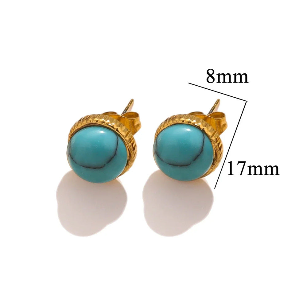 Stainless Steel Natural Stone Titanium Ear Tigereye Rings