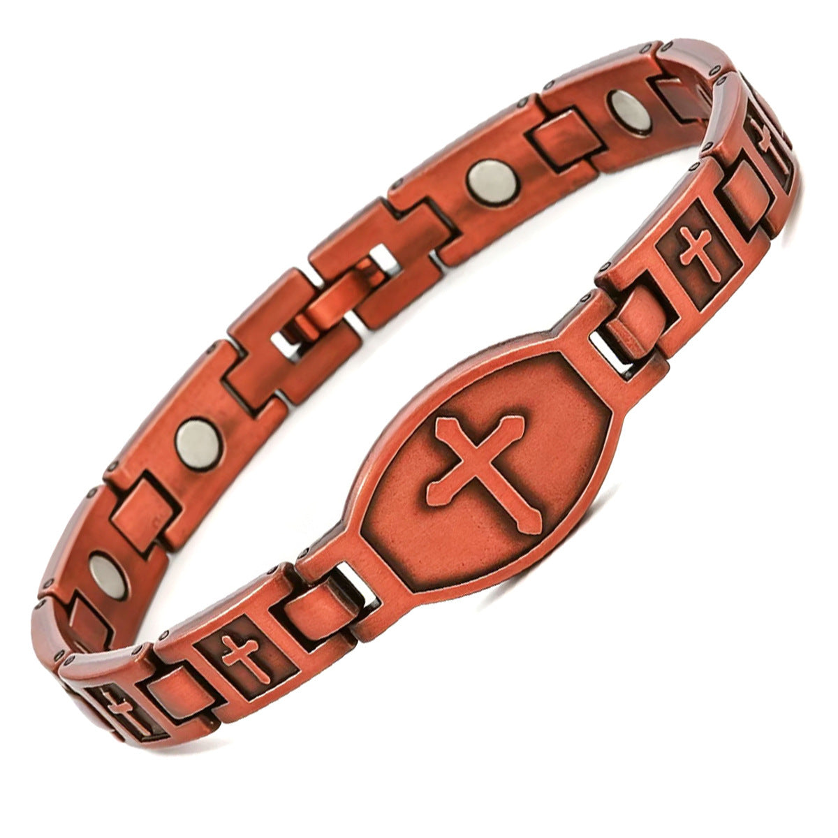 Environmentally Friendly Alloy Retro Fashion Cross Full Magnet Detachable Bracelet