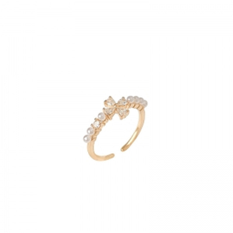 Open Adjustable Pearl Zircon Niche Personality Index Finger Rings
