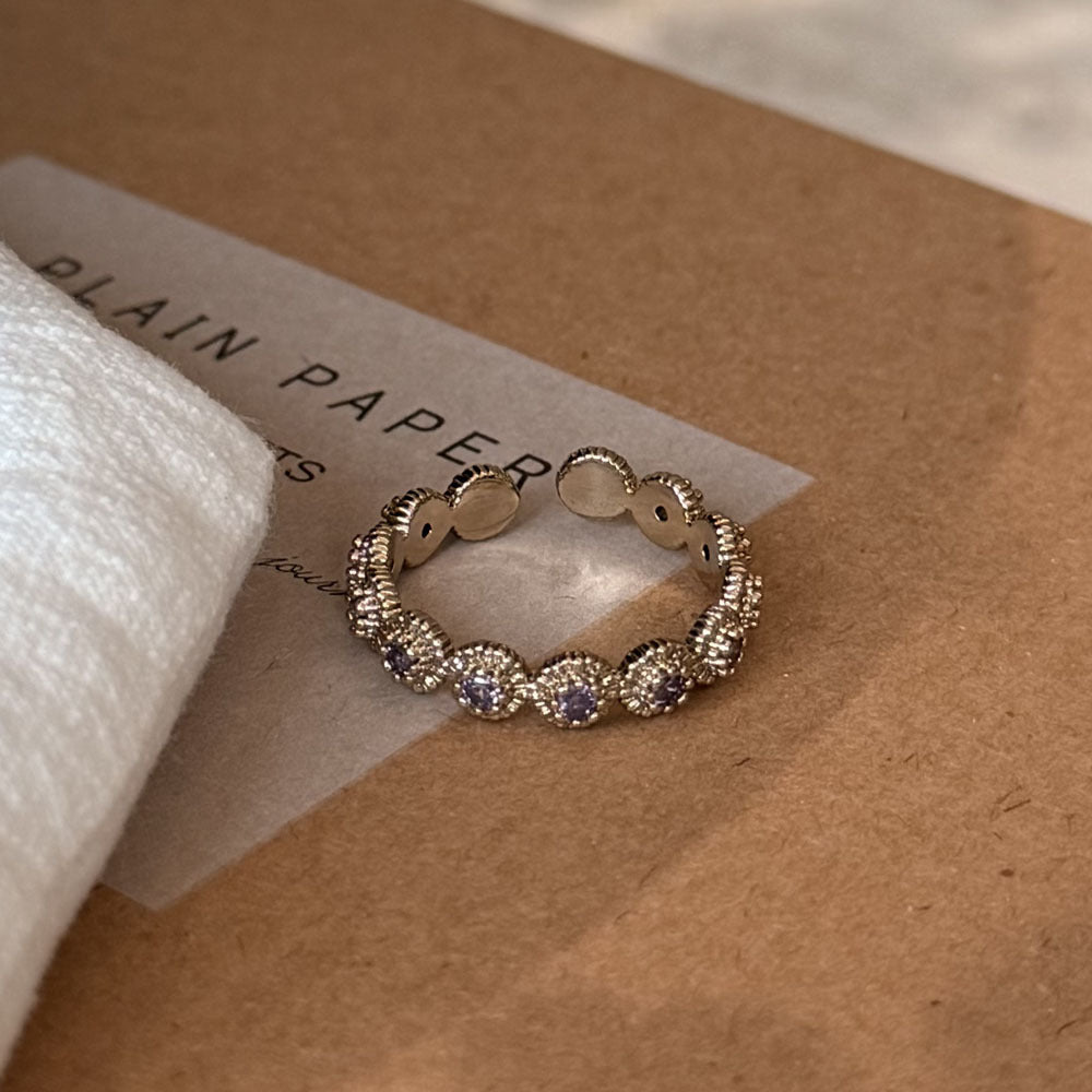 Women's Zircon Inlaid Niche High-grade Coffee Gold Light Luxury Exquisite Index Ring