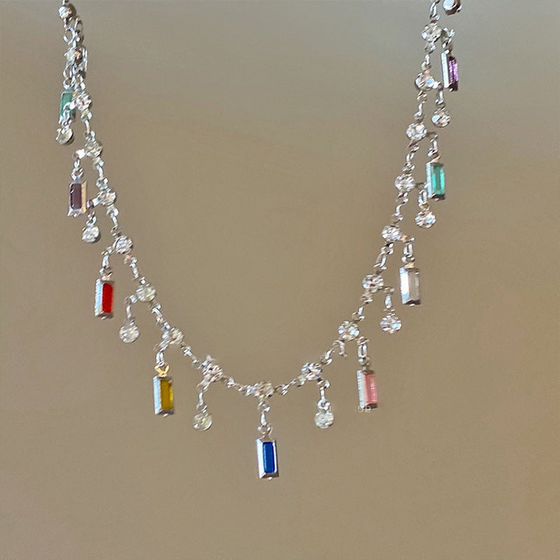 Women's Rainbow Tassel Light Luxury Minority Design Advanced Necklaces