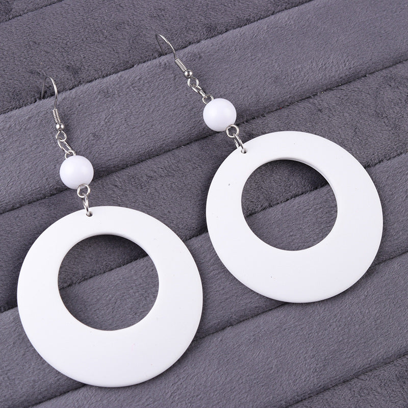 Women's Exaggerated Retro Series Big Circle Acrylic Color Earrings