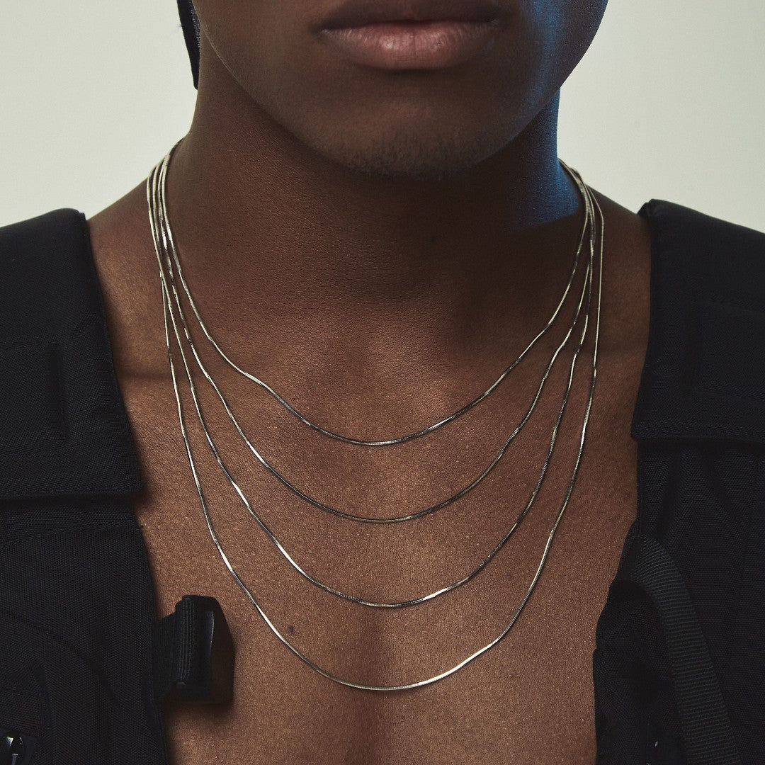 Titanium Steel Gold Square Snake Bones Chain Plain Temperament Necklace