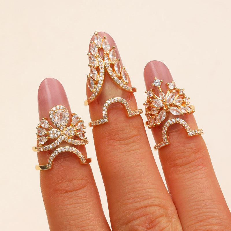 Geometric Trend Open Nail Female Design Exquisite Refined Ring