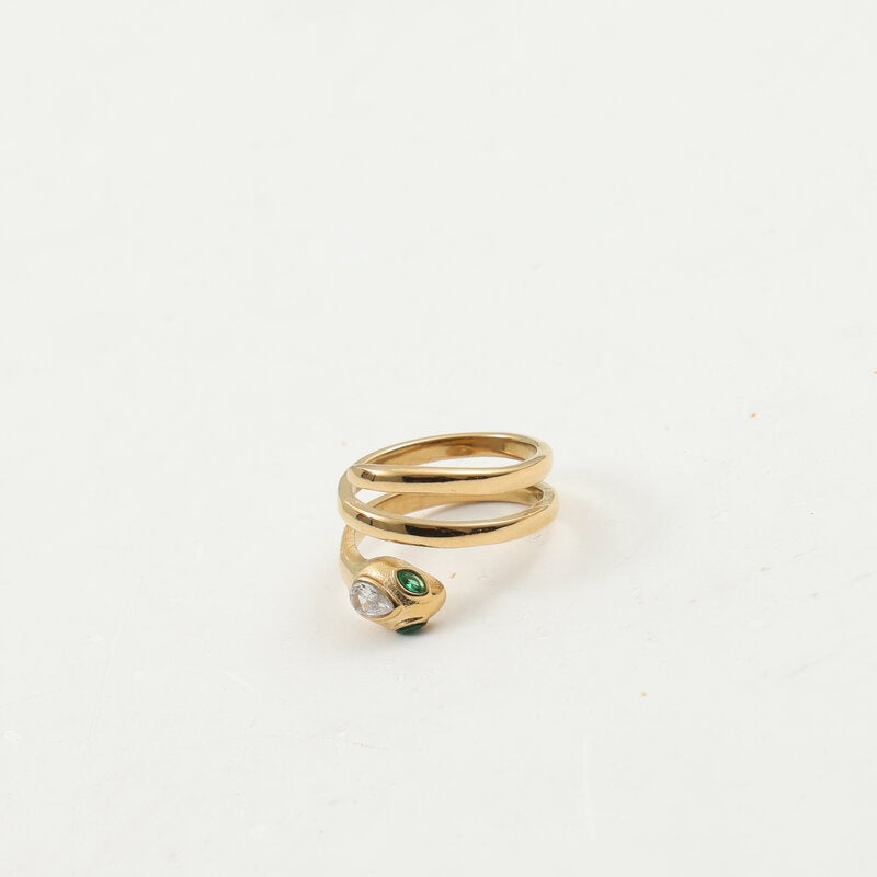 Green Eyes Zircon Titanium Steel Gold Bracelet