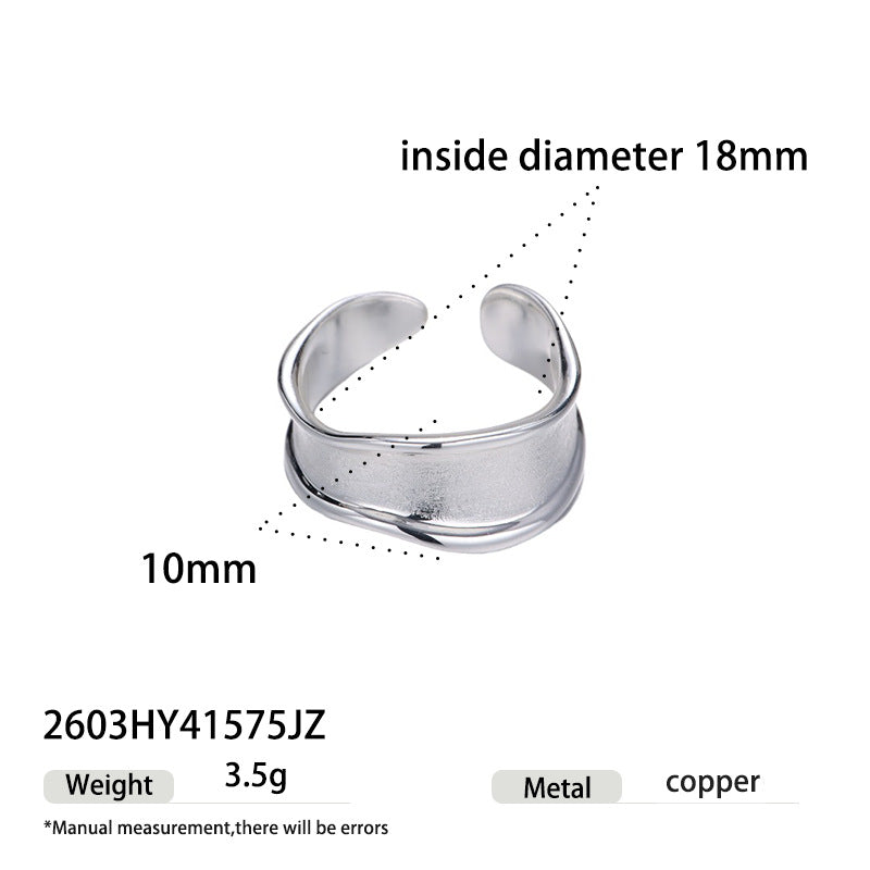 Sier Everyday Fashion Commuter Design Slim Opening Adjustable Handmade Brushed Ring