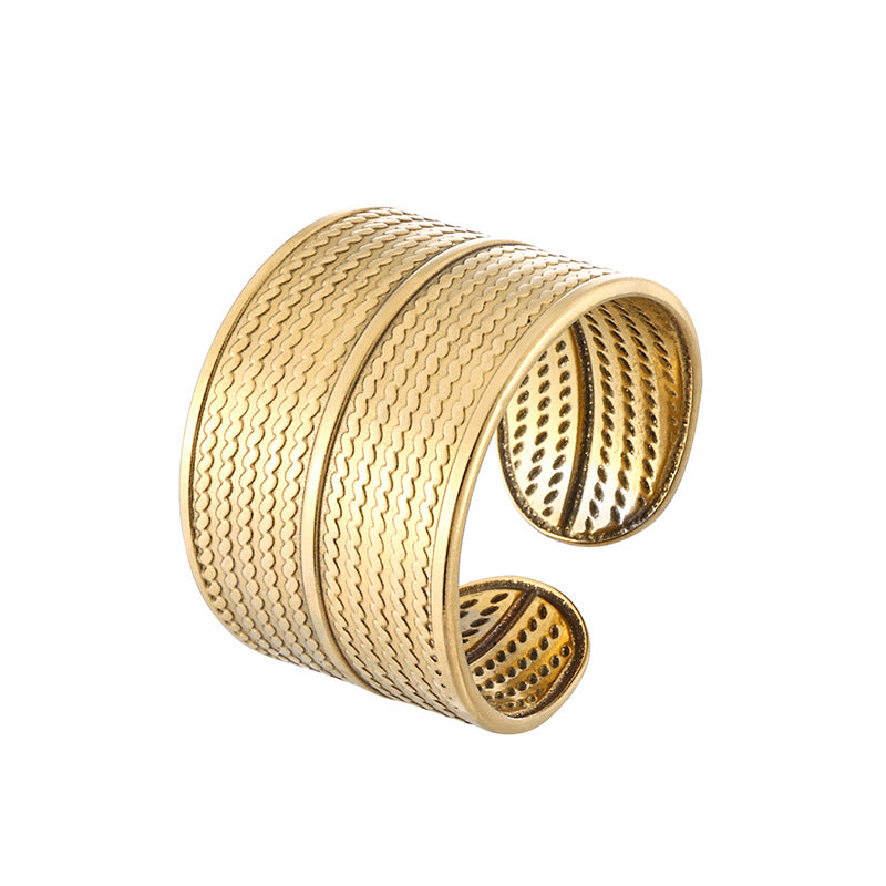 Wide Open Titanium Steel Texture Personalized Index Finger Rings