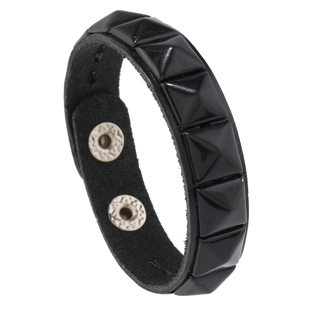 Men's Row Square Nail Personality Rivets Fashion Casual Bracelets