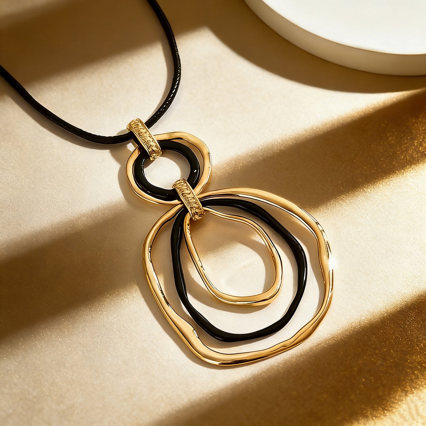 Stitching Fashion Long Irregular Geometric Hollow Circle Sweater Chain Necklace