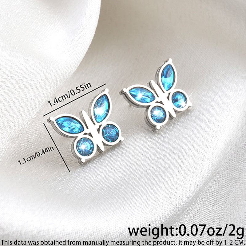 High-grade Fashionable Versatile Micro Diamond Butterfly Earrings