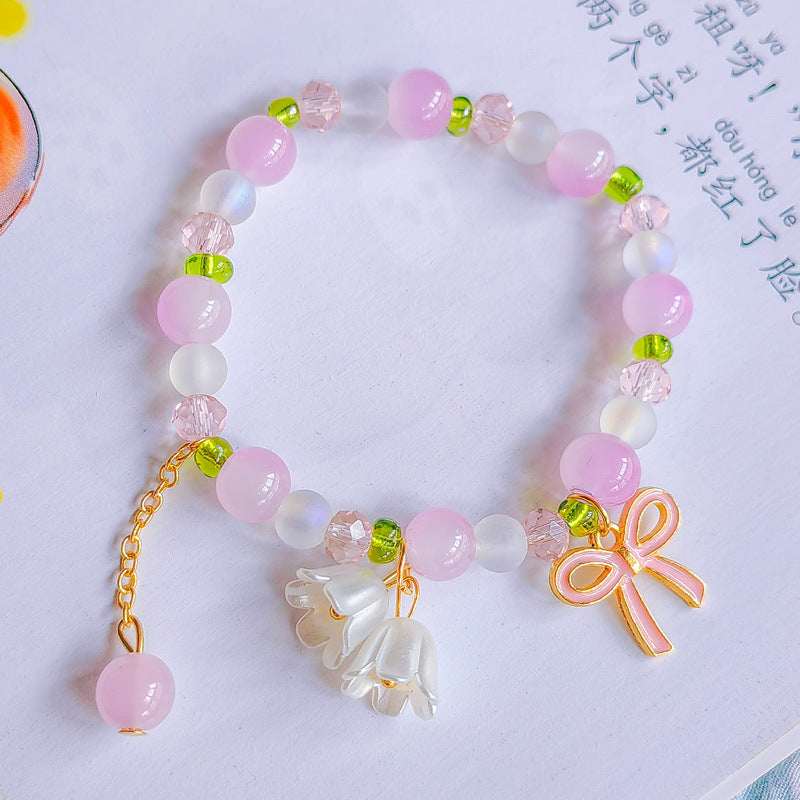 Two-color Lily Female Temperament Small Crystal Bracelet