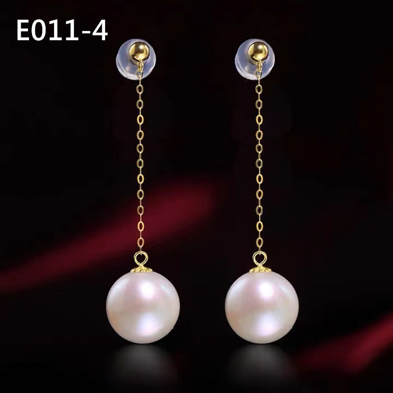Women's Sier Needle Mermaid Pearl Retro Simple Graceful Earrings