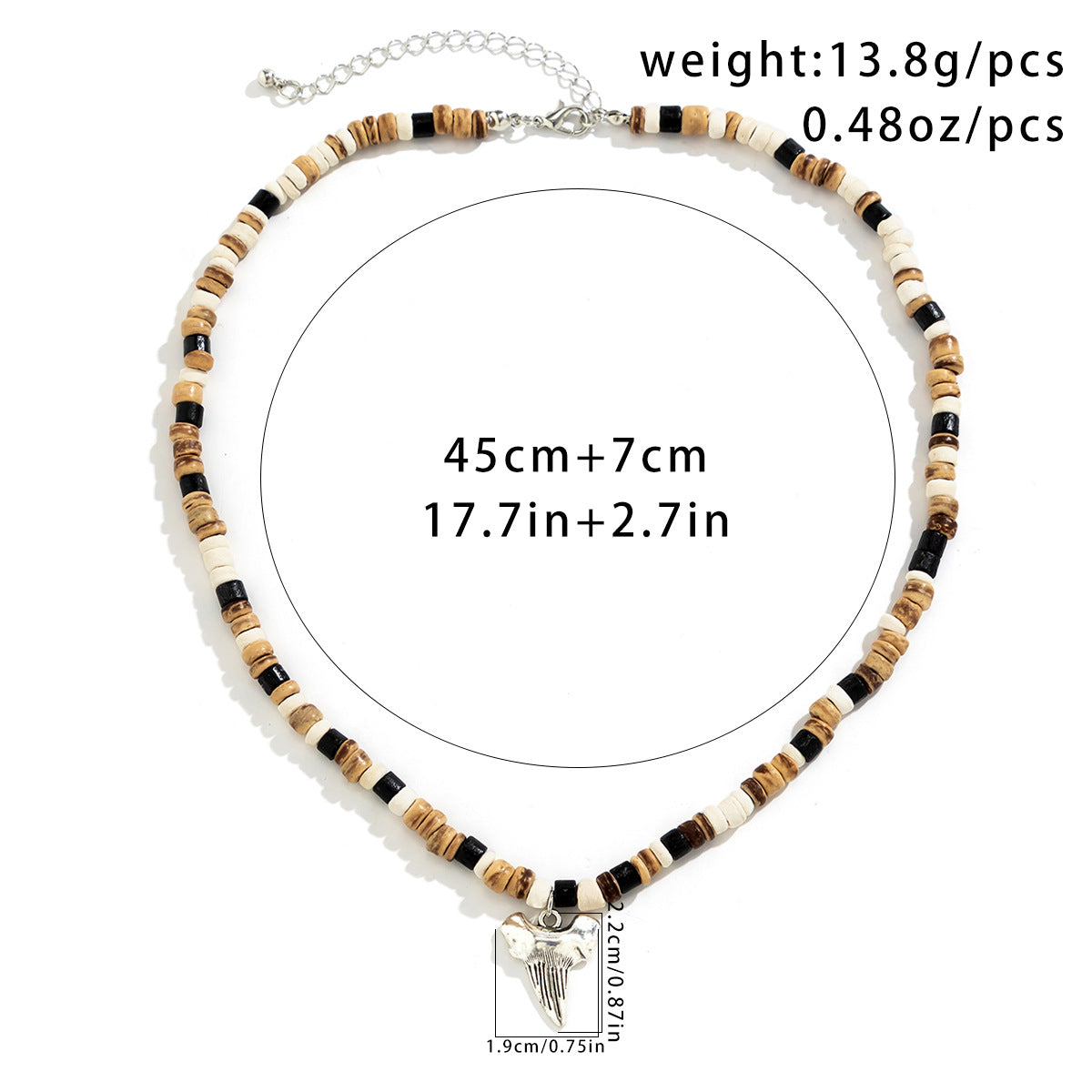 Men's Shell Polymer Clay Shark Tooth Ornament Hip Hop Necklaces