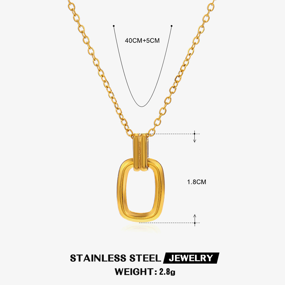 Fashion Popular Geometric Square Stainless Steel Female Personality Necklaces