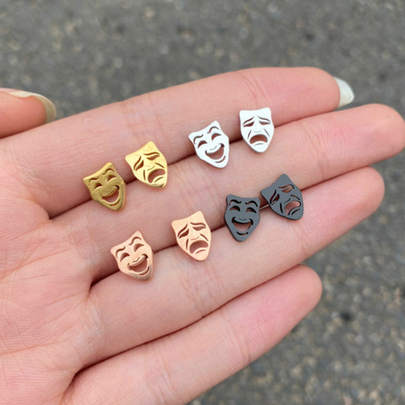 Fashion Black Smiley Face Female Temperament Simple Cold Style Earrings