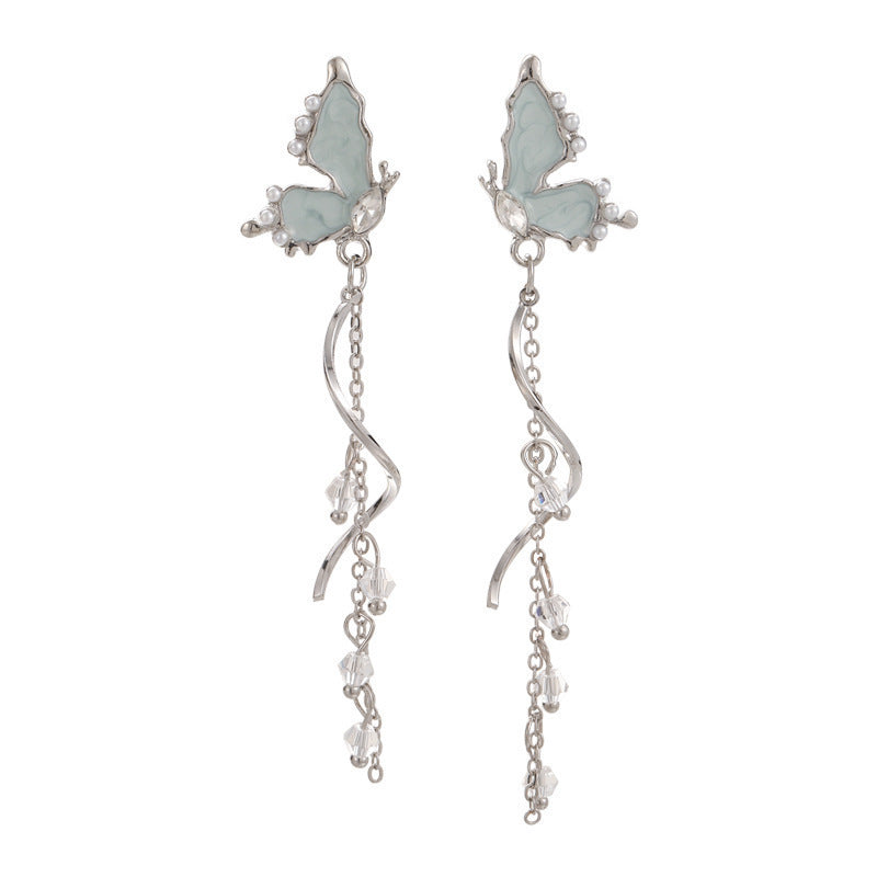 Women's Special Butterfly Tassel Light Luxury Minority Design Stud Earrings