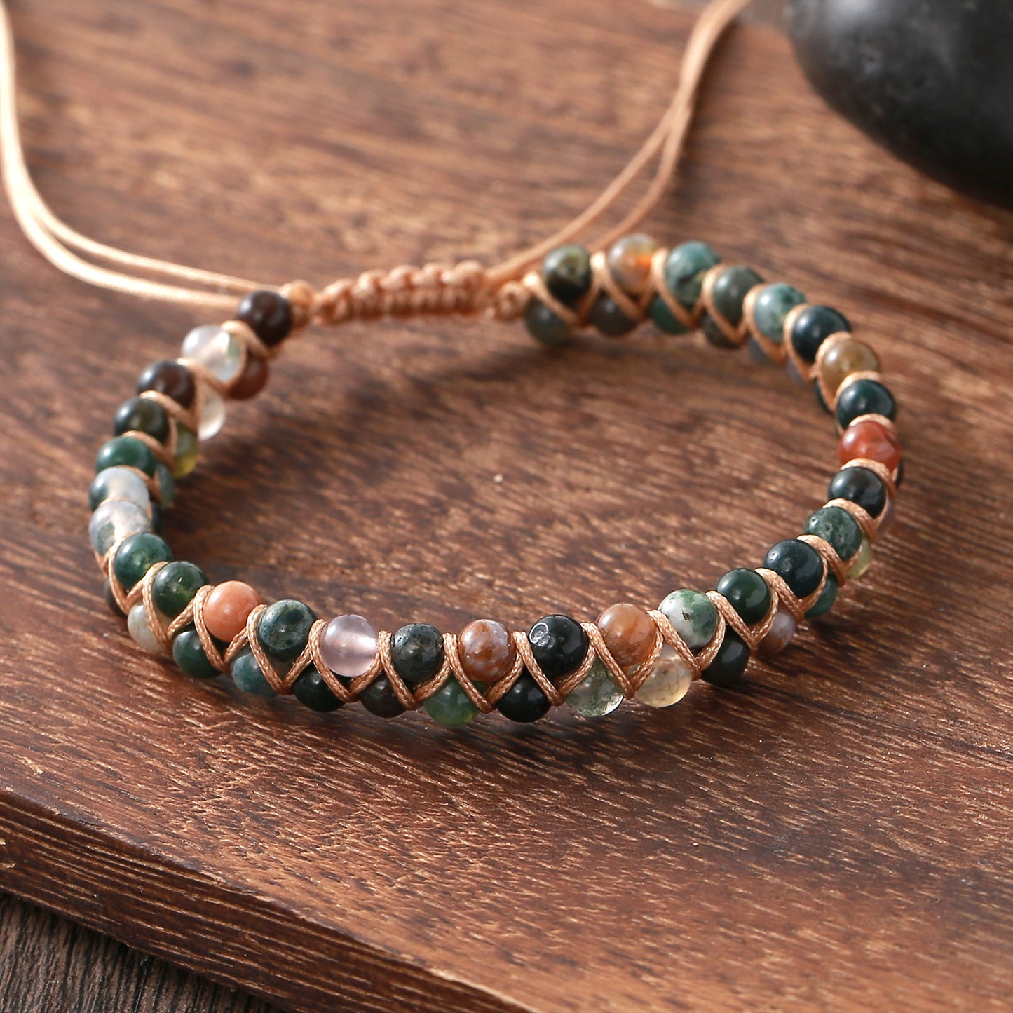 Bohemian Indian Agate Natural Stone Hand-woven Bracelets