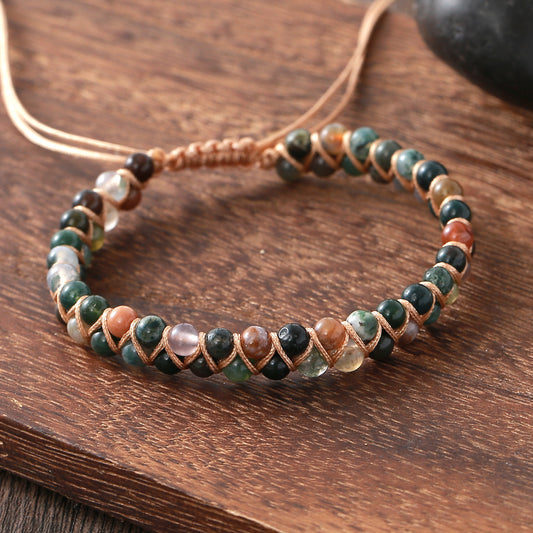Bohemian Indian Agate Natural Stone Hand-woven Bracelets