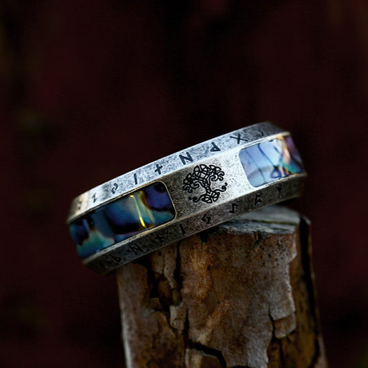 Stainless Steel Distressed Viking Letters Retro Fashion Rings