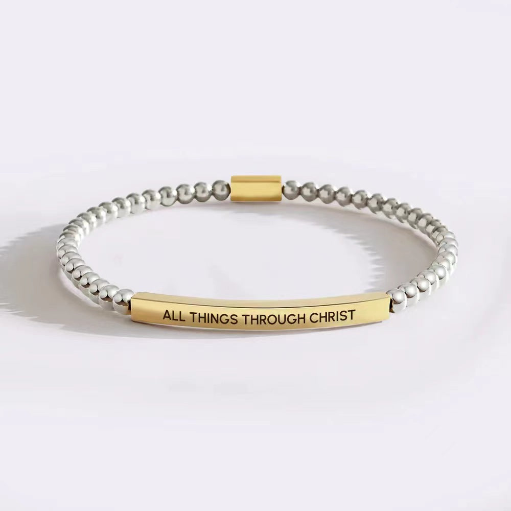 Elbow Laser Sculpture String Beads Chain Bracelet