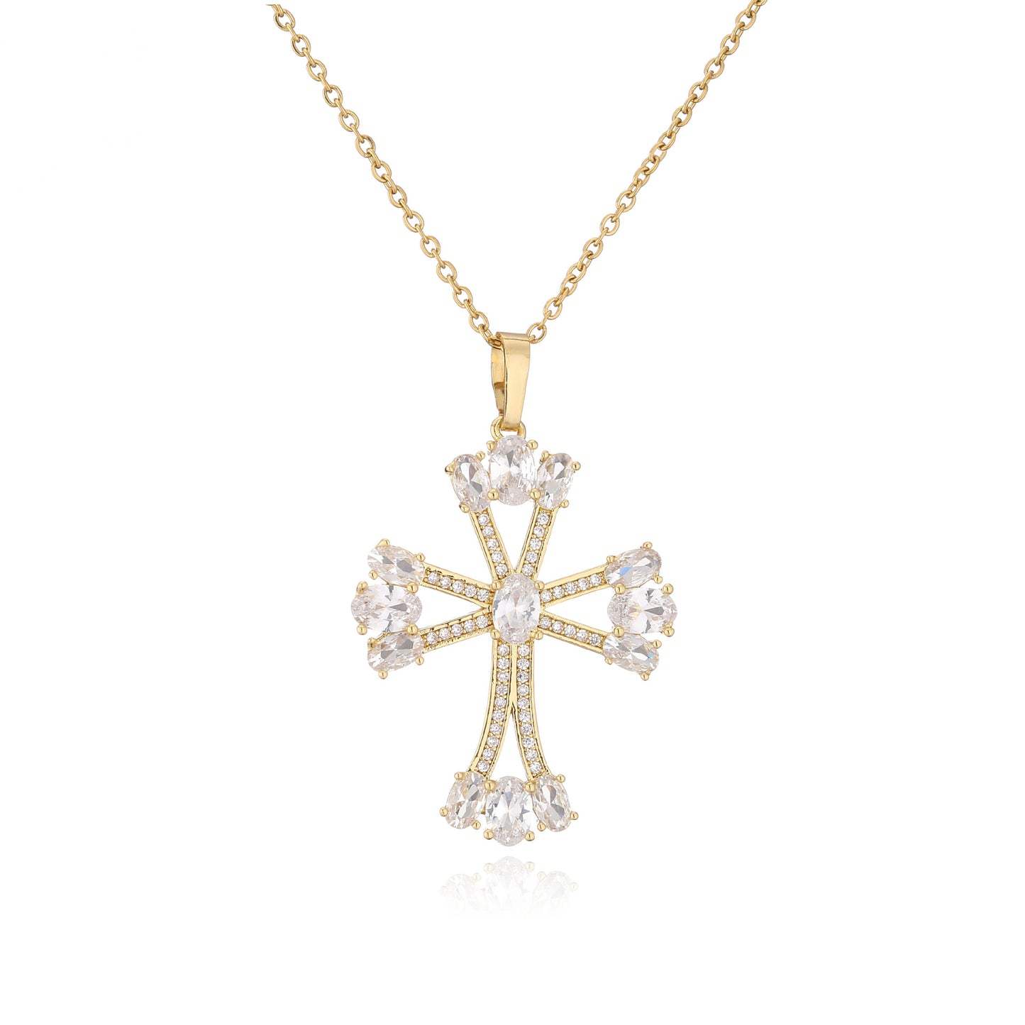 Ornament Micro Inlaid Zircon Cross Religious Necklaces