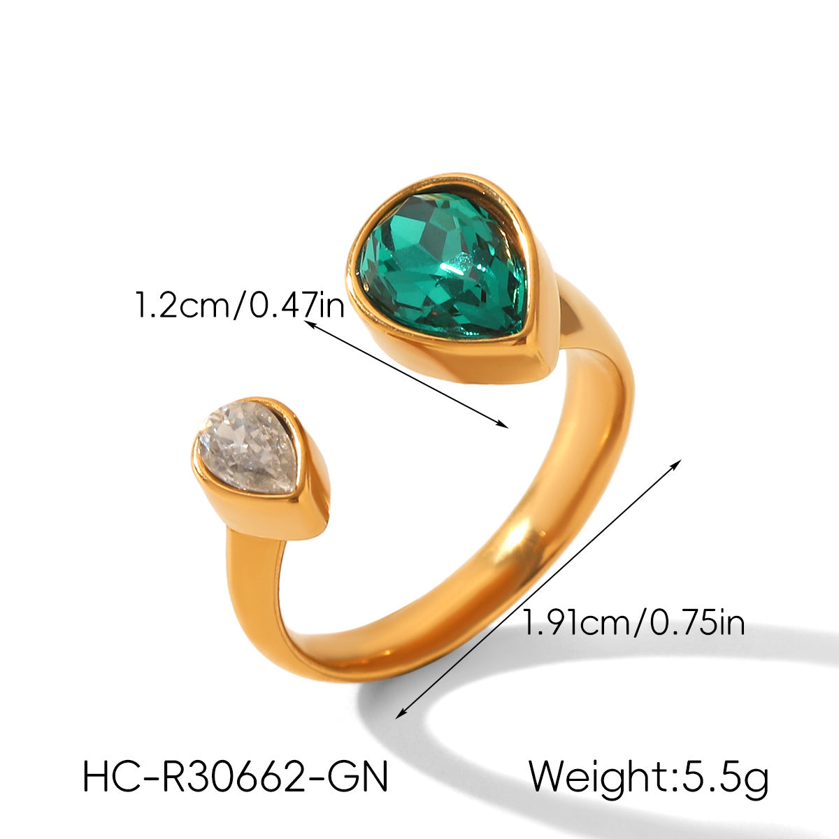 Geometric Zircon Light Luxury High-grade Stainless Steel Open Female Rings