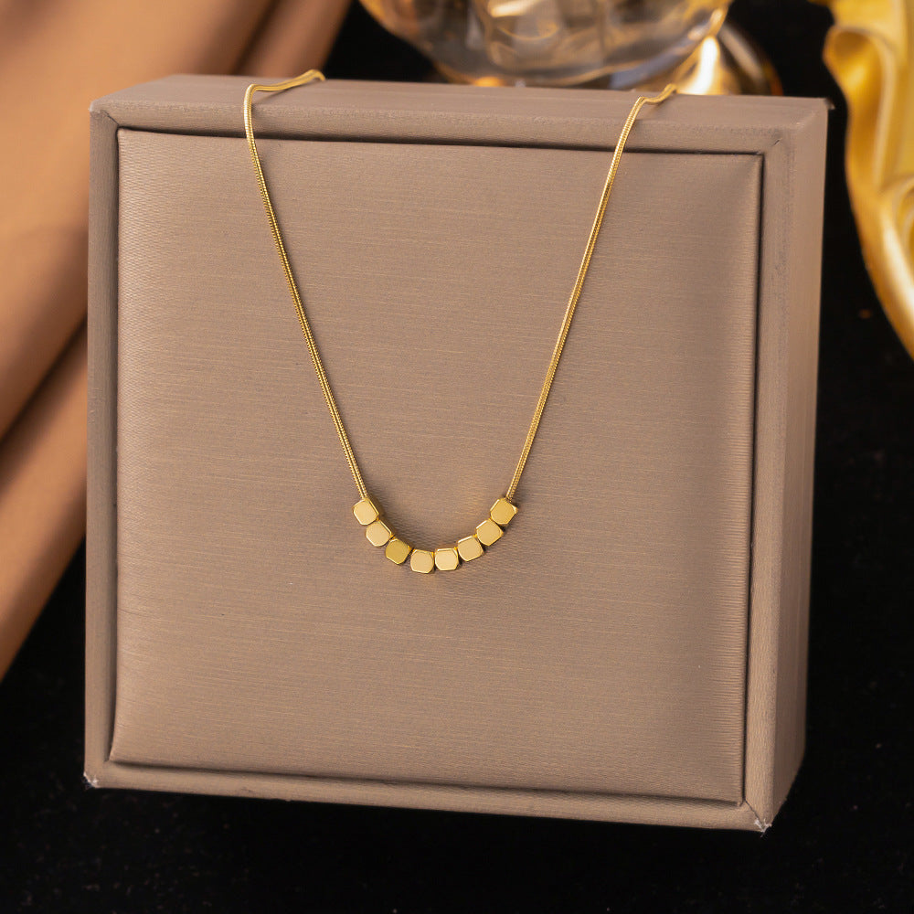 Women's From Every Direction Small Square Gold Titanium Steel Necklace