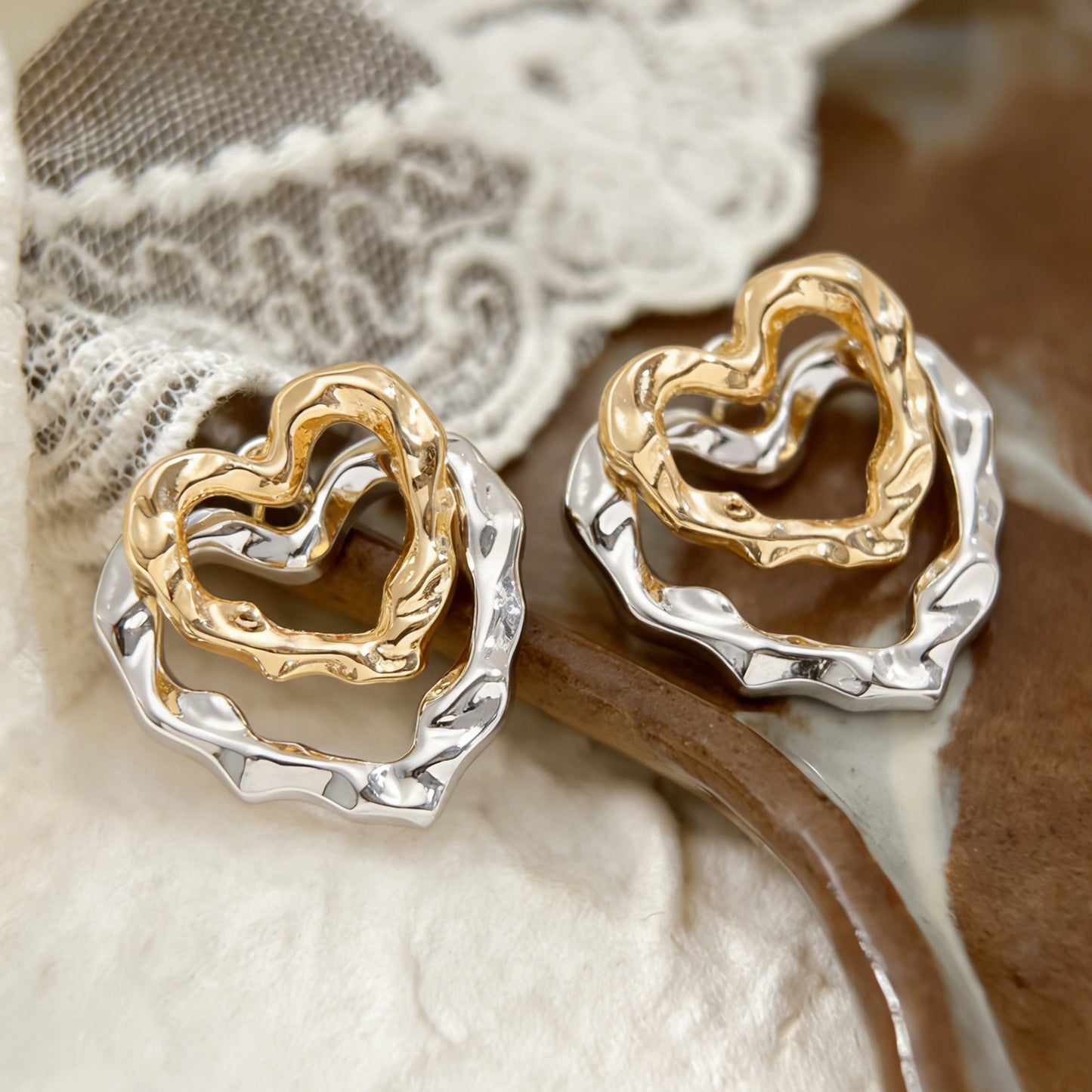 Women's Color Matching Exquisite Elegant Sexy Gold Sier Two-tone Stud Earrings