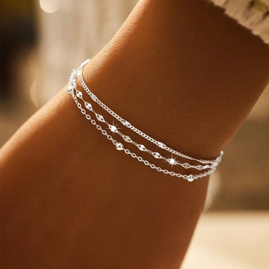 Trendy Fashion Lip Chain Twin Exquisite Bracelets