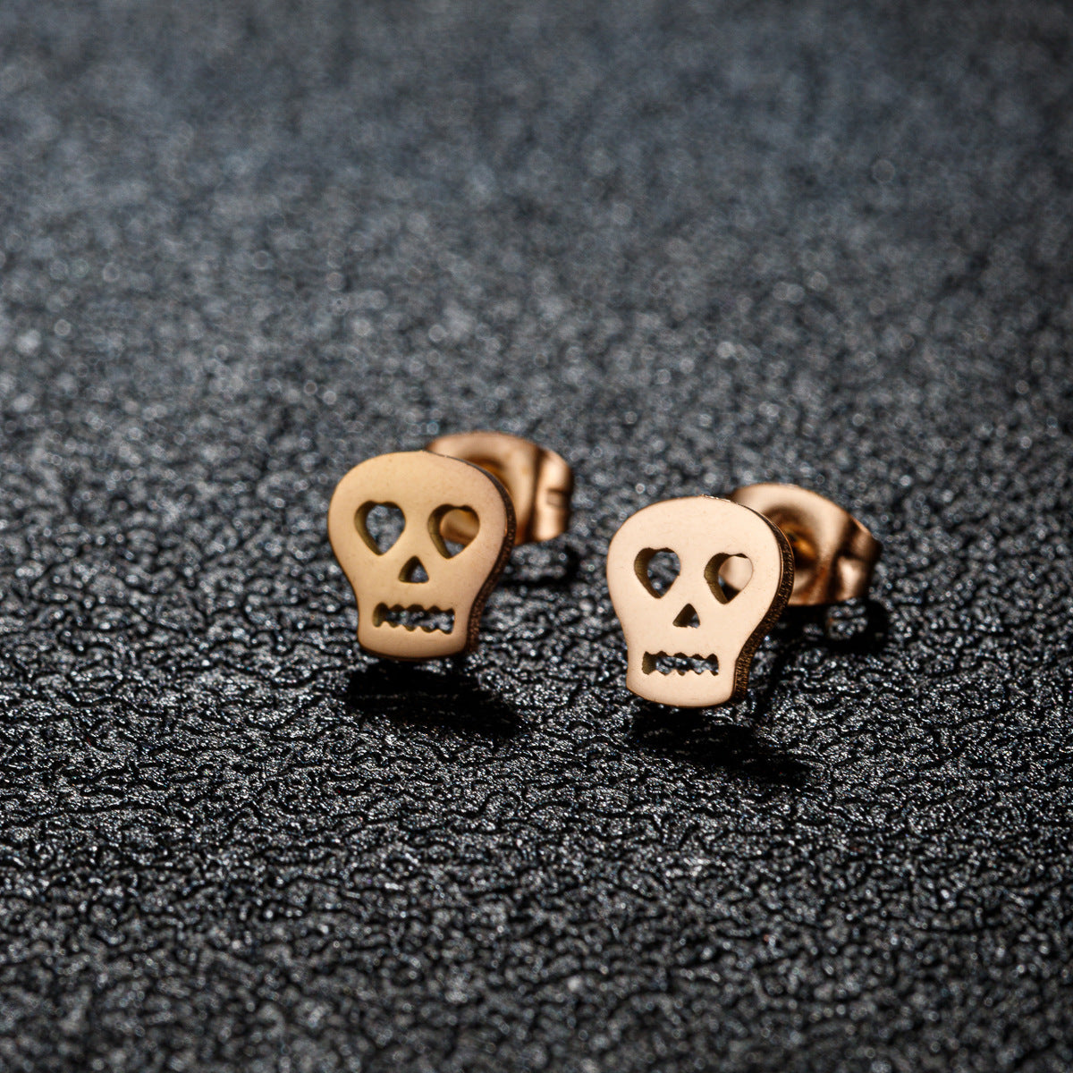 Stainless Steel Goldfish Bird Ear Design Ghost Skull Stud Earrings