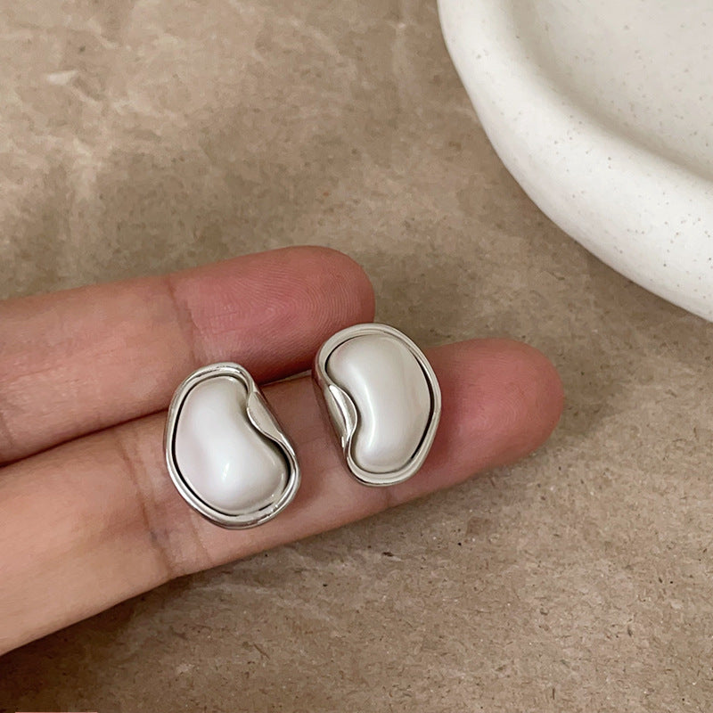 Geometric Beans Metal Female Niche High Sense Temperament Earrings