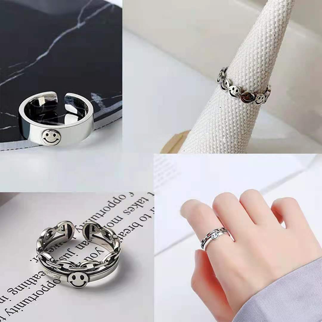 Smiley Face Three-piece Open Adjustable Source Rings