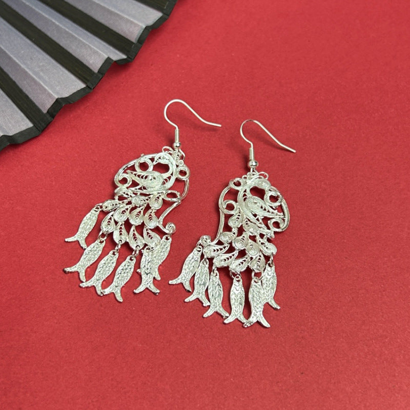 Ethnic Style Peacock Retro Ear Hook Earrings
