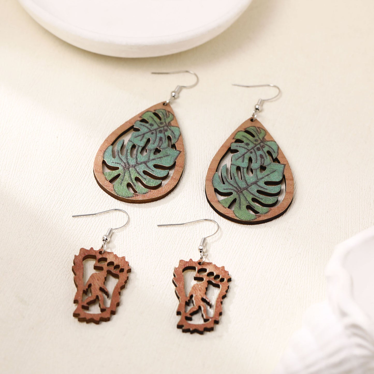 Fully Managed Environmentally Friendly Wooden Retro Personalized Rugby Style Earrings