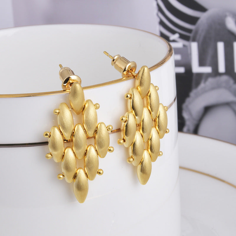 Metal Cold Style Brushed Fashion Personality High Sense Stud Earrings
