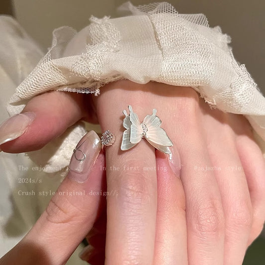 Pink Blue Dual Layer Open-end Butterfly Female Light Rings